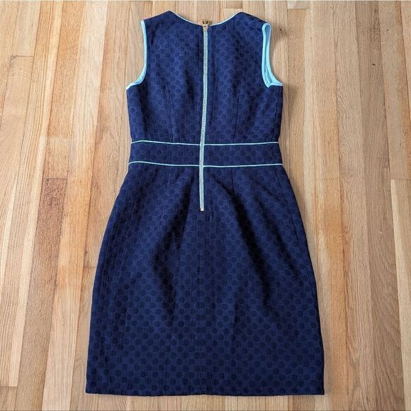 Sail to Sable Navy Blue polkadot tweed sleeveless dress - Picture 2 of 4
